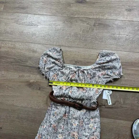 WallFlower Floral Chiffon Maxi Dress Puff Sleeve Belted Juniors Medium - Picture 5 of 9